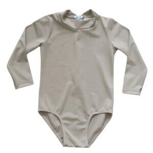 NWT The Simple Folk ~ One Piece Swimsuit / Rash Guard ~ Girl's 6 /7 ~ Dune